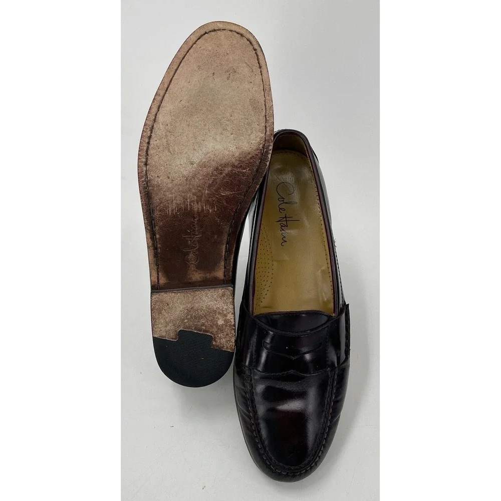 Cole Haan 03504 Burgundy Leather Moc‎ Toe Penny Loafers Men's 10.5 D
